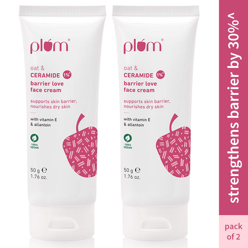 Plum 1% Ceramide Barrier Love Face Cream With Oat Strengthens Skin Barrier - Pack Of 2
