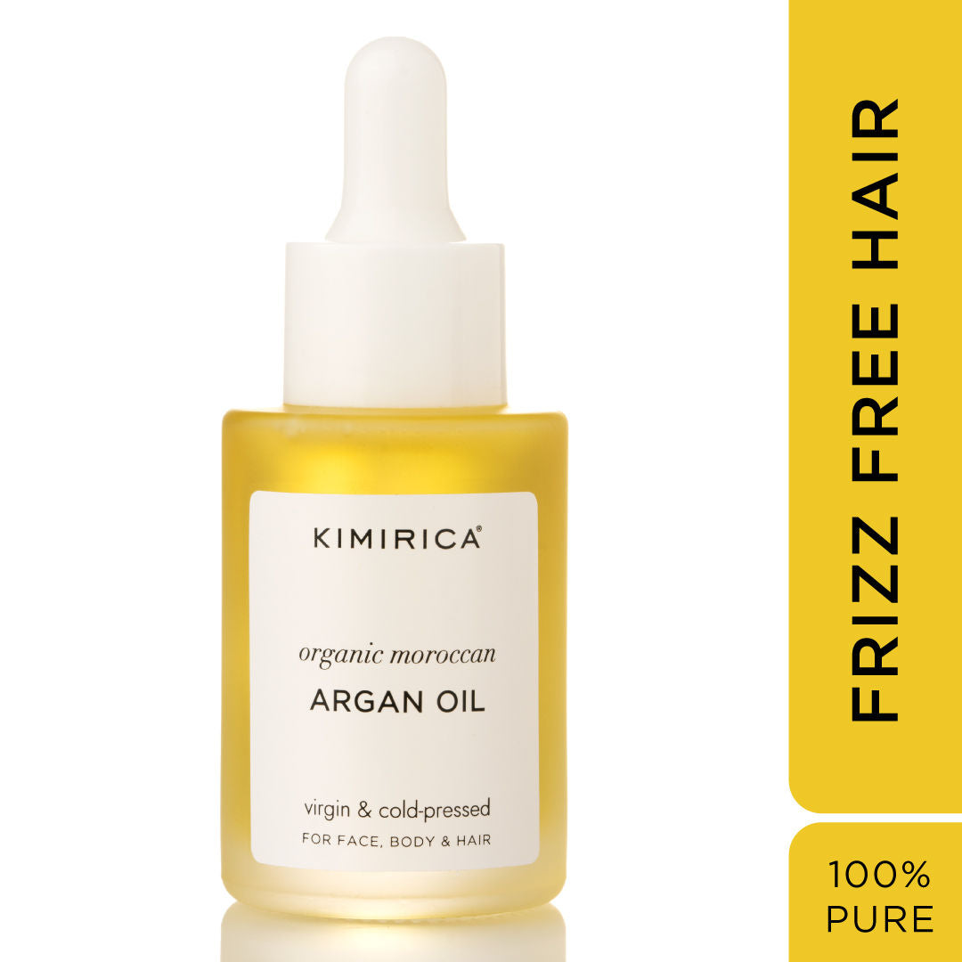KIMIRICA 100% Natural Cold Pressed Moroccan Argan Oil For Frizz Free Hair & Skin Nourishment (30ML)