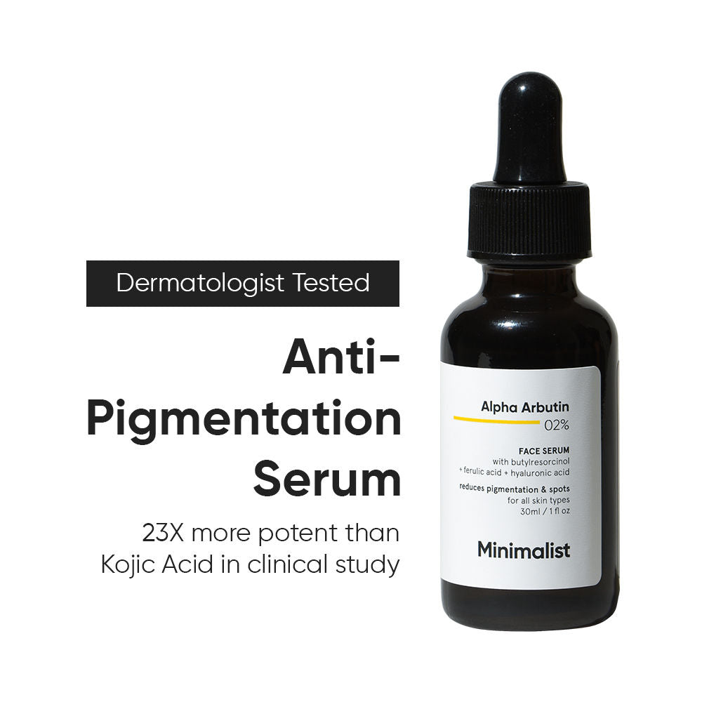 Minimalist 2% Alpha Arbutin Face Serum with Butylresorcinol & Ferulic Acid for Hyperpigmentation