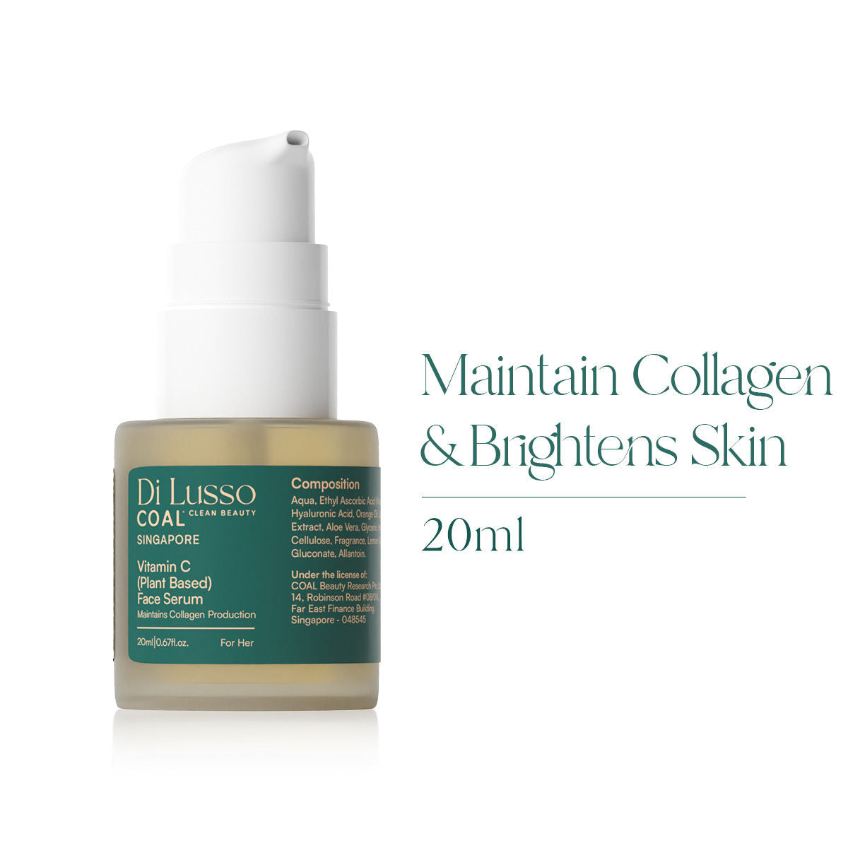 COAL Clean Beauty Vitamin C Plant Based Face Serum Boosts Collagen, Repairs Damaged Skin(20ML)