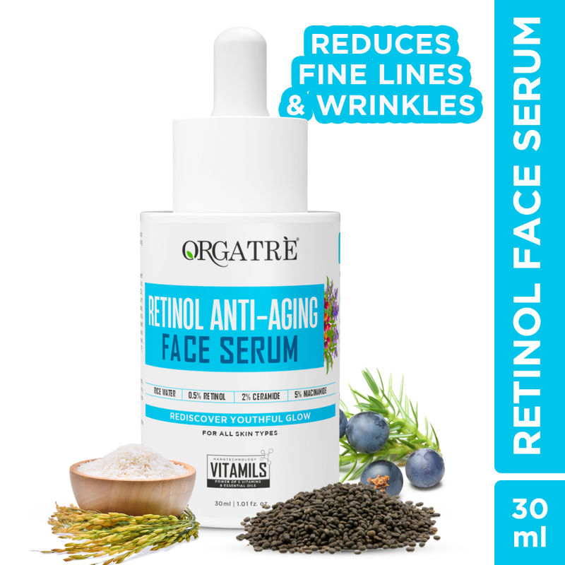 Orgatre Retinol Anti-Aging Face Serum - Reduces Fine Lines, Boosts Collagen, Hydrates & Skin Firming