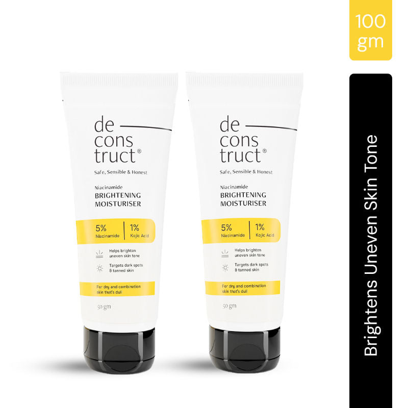 Deconstruct Brightening Moisturizer - 5% Niacinamide + 1% Kojic Acid + 5% Vitamin C- Pack Of 2