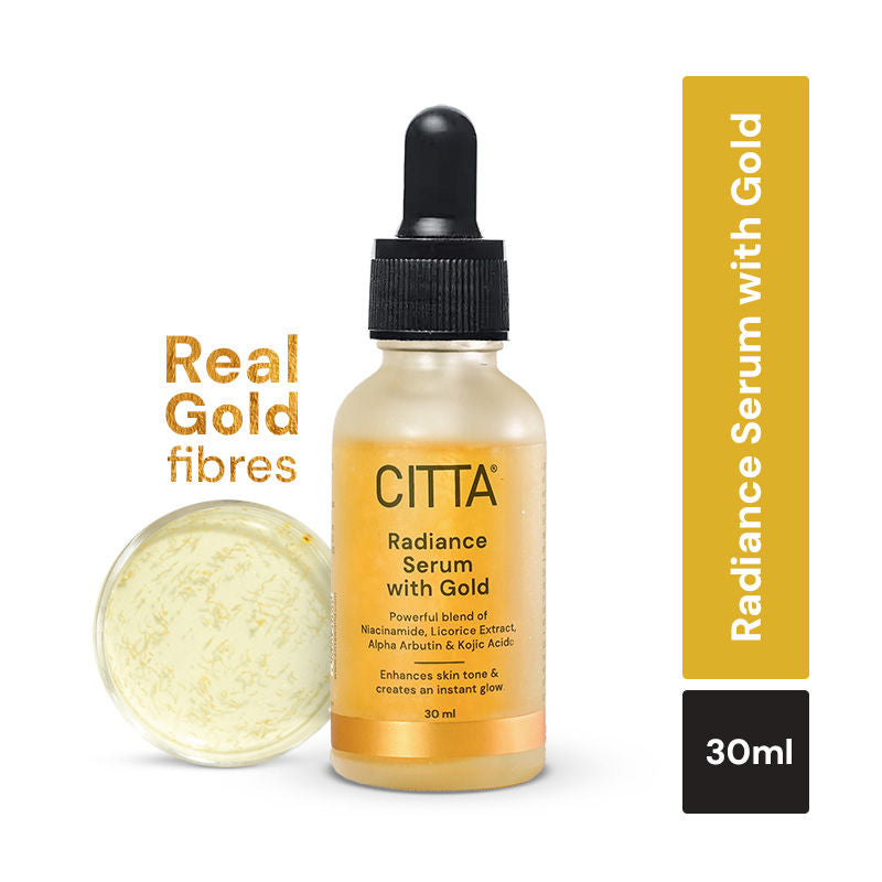 CITTA RADIANCE SERUM WITH REAL GOLD FIBERS FOR ALL SKIN TYPES FOR INSTANT HIGHLIGHTER GLOW (30ML)