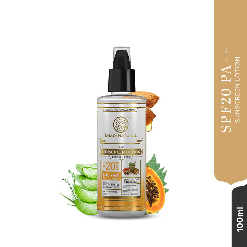 Khadi Natural SPF 20 Sunscreen Lotion UVA & UVB Protection (PA ++)