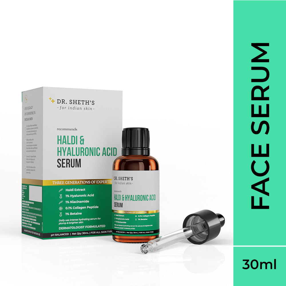 Dr. Sheth's Haldi and 2% Hyaluronic Acid Serum with Niacinamide and Collagen for Hydrated Skin
