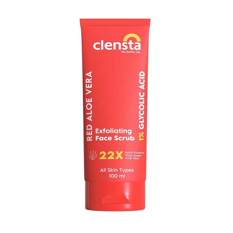 Clensta Red Aloe Vera Exfoliating Face Scrub With Lactic Acid For Deep Exfoliation & Detan