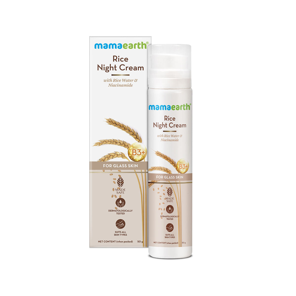 Mamaearth Rice Night Cream For Clear Skin With Rice Water & Niacinamide For Glass Skin (50GM)