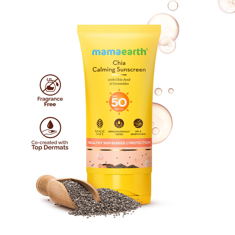 Mamaearth Chia Calming Sunscreen with SPF 50 PA++++ for a Hydrated Glow