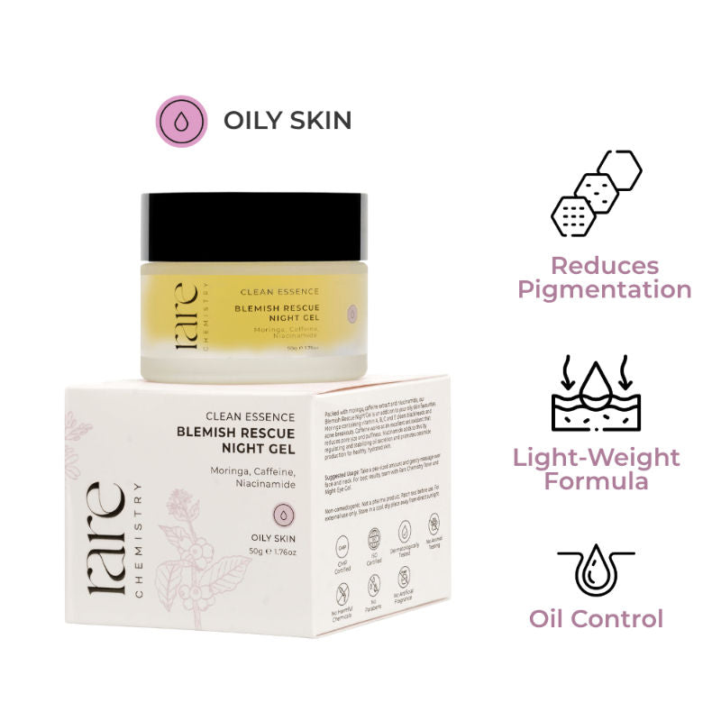 Rare Chemistry Clean Essence Blemish Rescue Night Gel Oily Skin Acne Control Caffeine Nicinamide