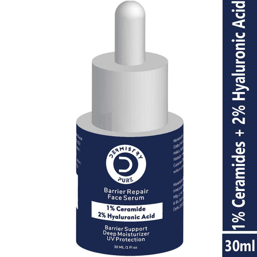 DERMISTRY 1% Ceramides Hyaluronic Barrier Repair Moisturizer Face Serum for Hydration Dry Oily Skin (30ML)