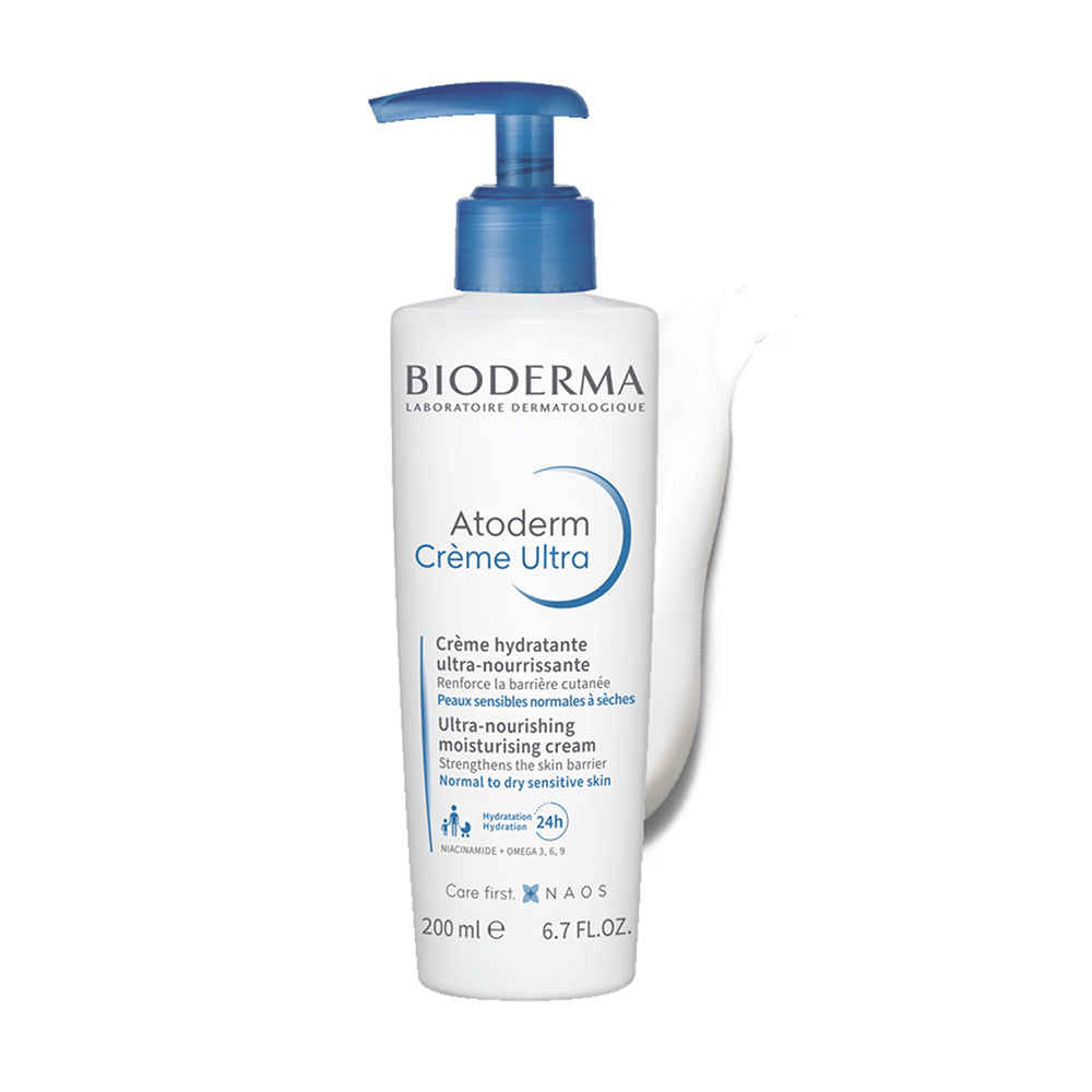 Bioderma Atoderm Creme Ultra-Nourishing Moisturiser with Hyaluronic Acid & Ceramides - Pump Bottle 200 ml