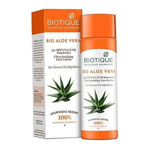 Biotique Bio Aloe Vera Ultra Soothing Face Lotion SPF 30+ UVA/UVB Sunscreen (120 ml)