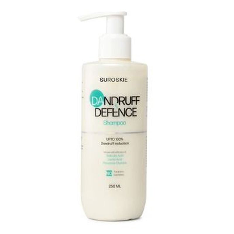 Suroskie Anti Dandruff & Defence Hair Shampoo 250ml | With Salicylic & Lactic Extract | For Anti-Dandruff, Anti-Breakage & Freezy Hair | All Hair Types | Dermatological Tested | Shampoo For Women & Men