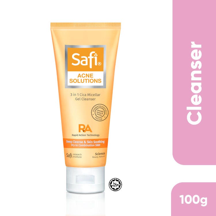 Safi Acne Solutions 3 In 1 Cica Micellar Gel Cleanser 100G