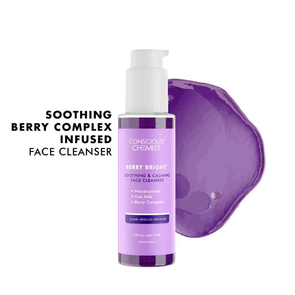 Conscious Chemist Berry Bright Soothing And Calming Face Cleanser with Niacinamide, Berry Complex, Oat Milk (100 ml)