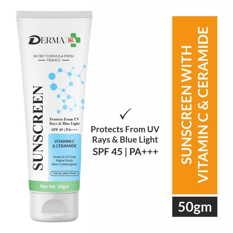 DERMA KR Ceramide & Vitamin C Sunscreen Cream SPF 45,PA++++ UVA & UVB Sun Protection