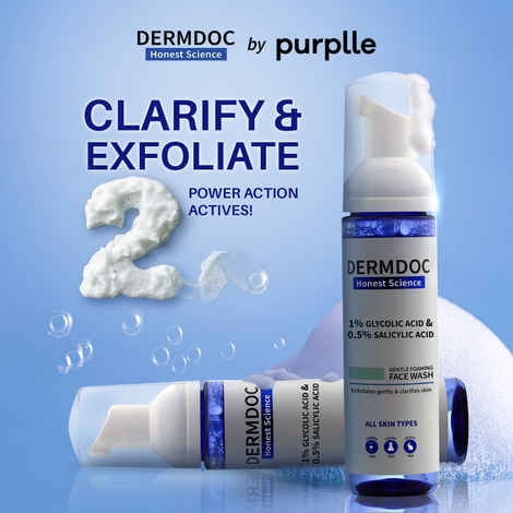 DERMDOC by Purplle 1% Glycolic Acid & 0.5% Salicylic Acid Gentle Foaming Face Wash (80 ml)