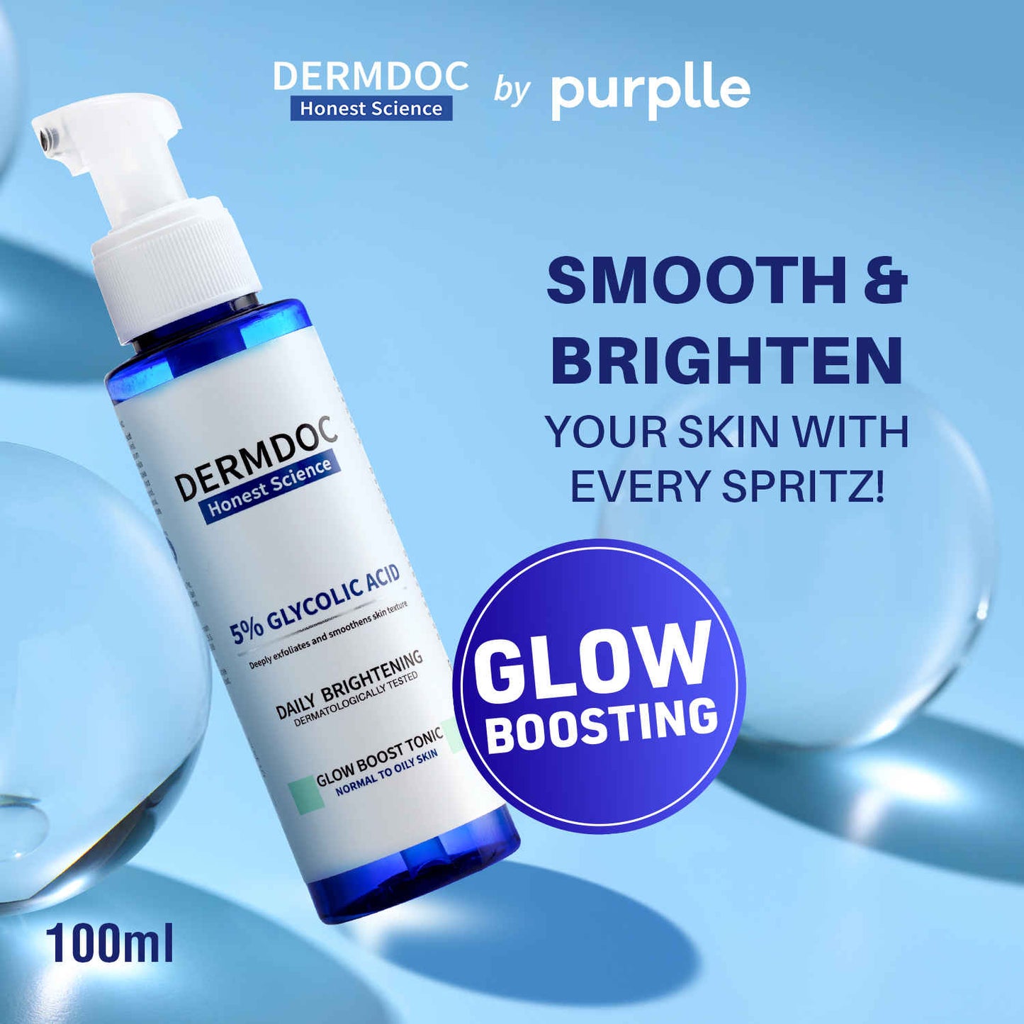 DERMDOC 5% Glycolic Acid Glow Boost Tonic (100 ml)