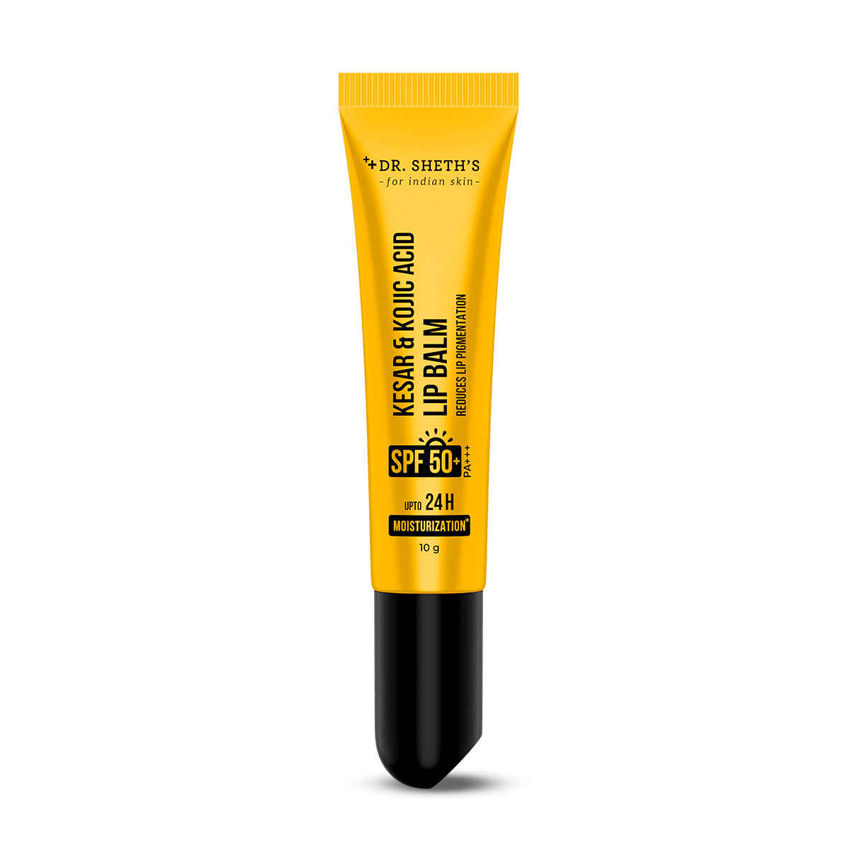 Dr. Sheth's Kesar & Kojic Acid Lip Balm | 24H Moisturization | Fights Lip Pigmentation | Sun Protection with SPF 50+ PA+++ | 10 gm