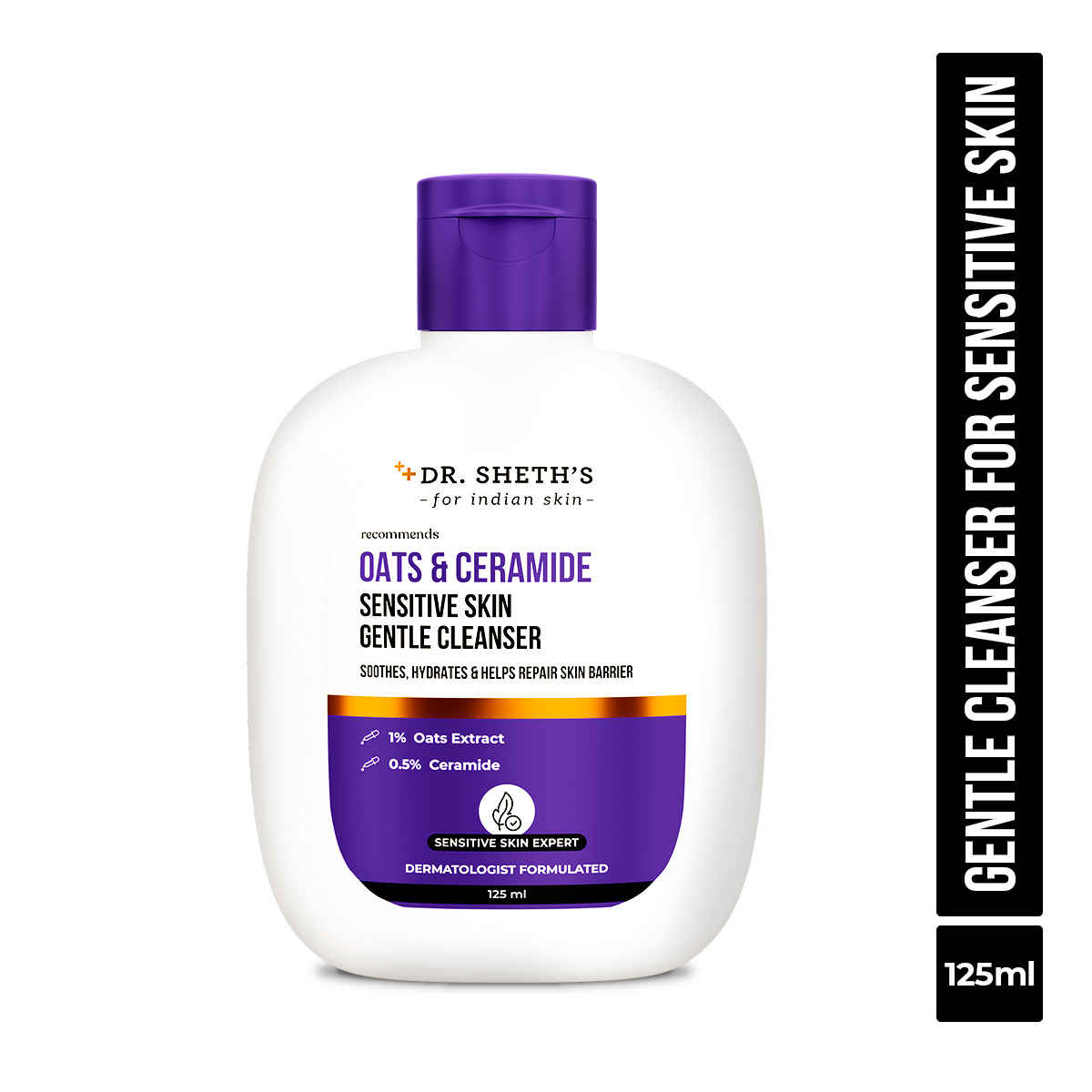 Dr. Sheth's Oat & Ceramide Sensitive Skin Gentle Cleanser|For Delicate Irritated Skin| pH Balance, Daily Use Non-Drying Cleanser To Hydrate, Soothe & Restores Skin Barrier|Cleans Dirt, Oil & Make-Up|Paraben, Dye & Fragrance|For Men & Women - 125 ml