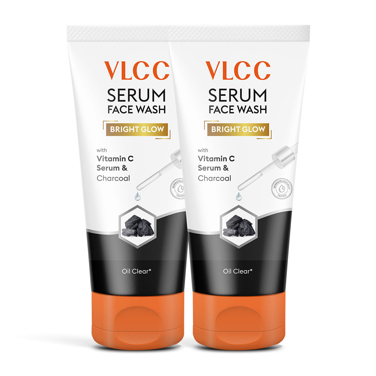 VLCC Bright Glow Serum Face Wash with Charcoal & Vitamin C (Pack of 2)