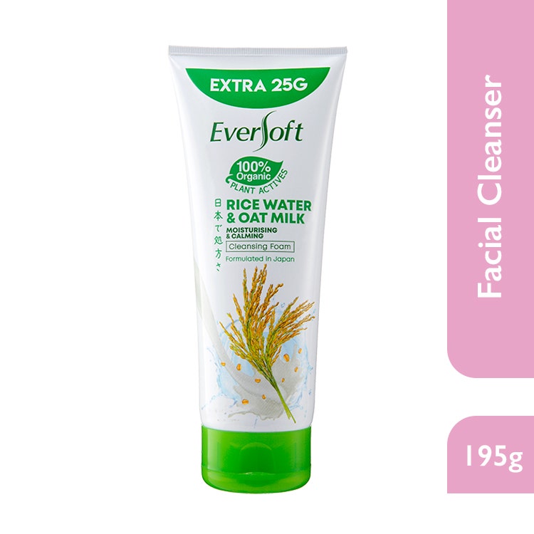 Eversoft Rice Water & Oat Milk (Moisturizing And Calming) Cleansing Foam 170G (Extra 25G)