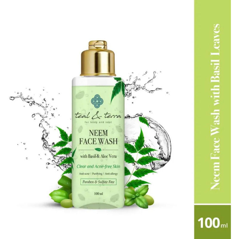 Teal and Terra Neem Face Wash with Basil & Aloe Vera for Purifying, Anti-Acne, Clear Skin