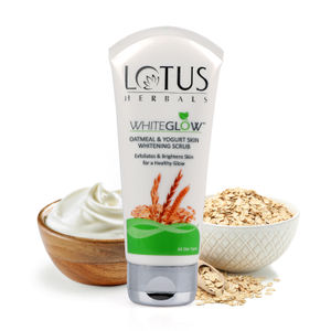 Lotus Herbals Whiteglow Oatmeal & Yogurt Skin Whitening Scrub, 100 gm