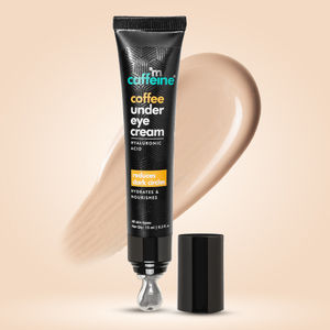 mCaffeine Coffee Under Eye Cream with Eye Roller | Reduces Dark Circles | With Vitamin E and White Water Lily | 15 ml