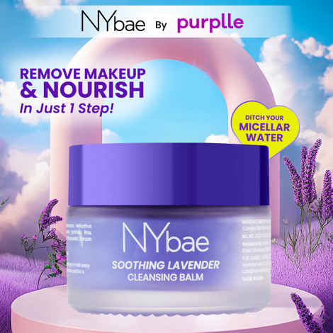 NY Bae Soothing Lavender Cleansing Balm (40 gm) | Makeup Remover Balm | Face Cleanser | Lavender | Micellar Water | Double Cleansing | Non-Drying | Melts Makeup