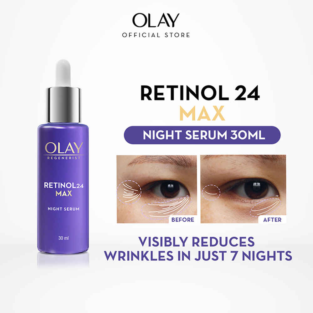 Olay Retinol24 Max Night Serum, Visibly Reduces Fine Lines in 7 Nights, No Redness, Fragrance Free (30 ml)