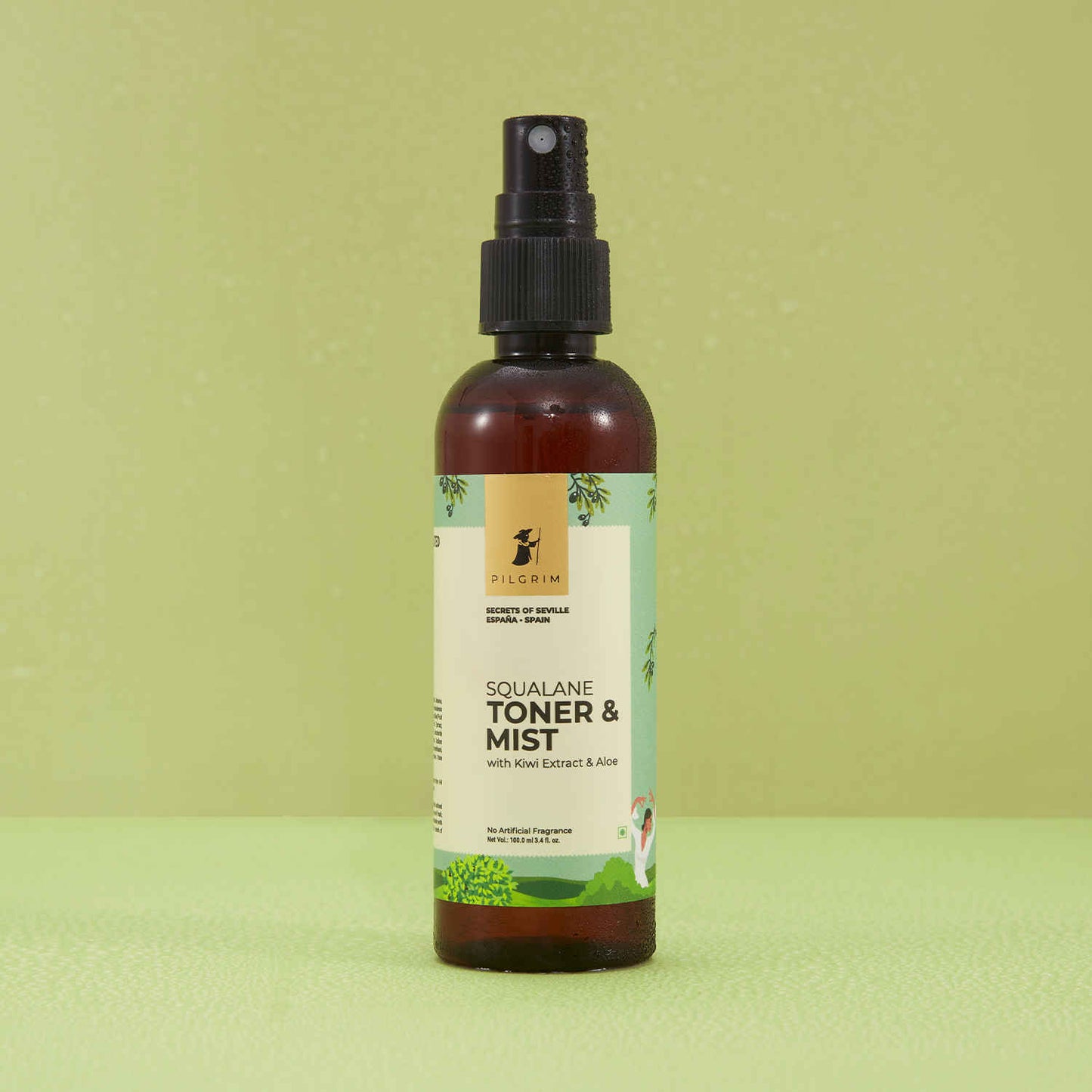 Pilgrim Squalane Face Toner & Mist With Kiwi Extract & Aloe for glowing skin Intensely Hydrates, Refreshes, PH Balance (100 ml)