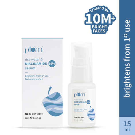Plum 10% Niacinamide Face Serum with Rice Water for Blemish-Free, Clear & Bright Skin (15 ml)