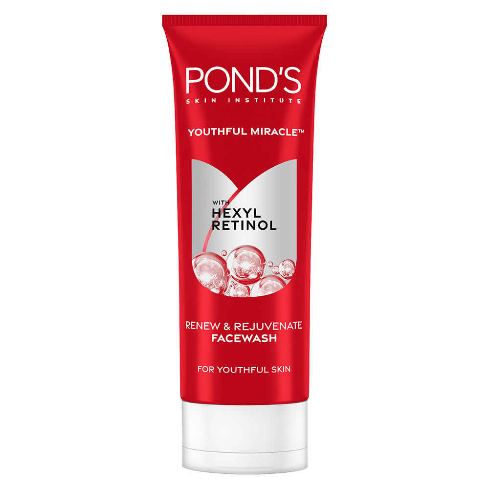 Ponds Youthful Miracle With Hexyl Retinol - Renew & Rejuvenate Gentle Facewash, For Brighter and Radiant Skin, Reduces Fine Lines | For All Skin Types | 100 gm