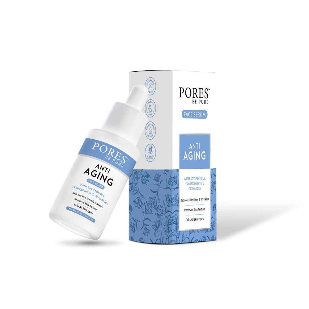 PORES Be Pure Anti Aging Face Serum Reduces Fine Lines & Wrinkles Promotes Smoother & Brighter Skin | Anti Aging Serum for Women & Men | All Skin Type | Fragrance Free - 30 ml