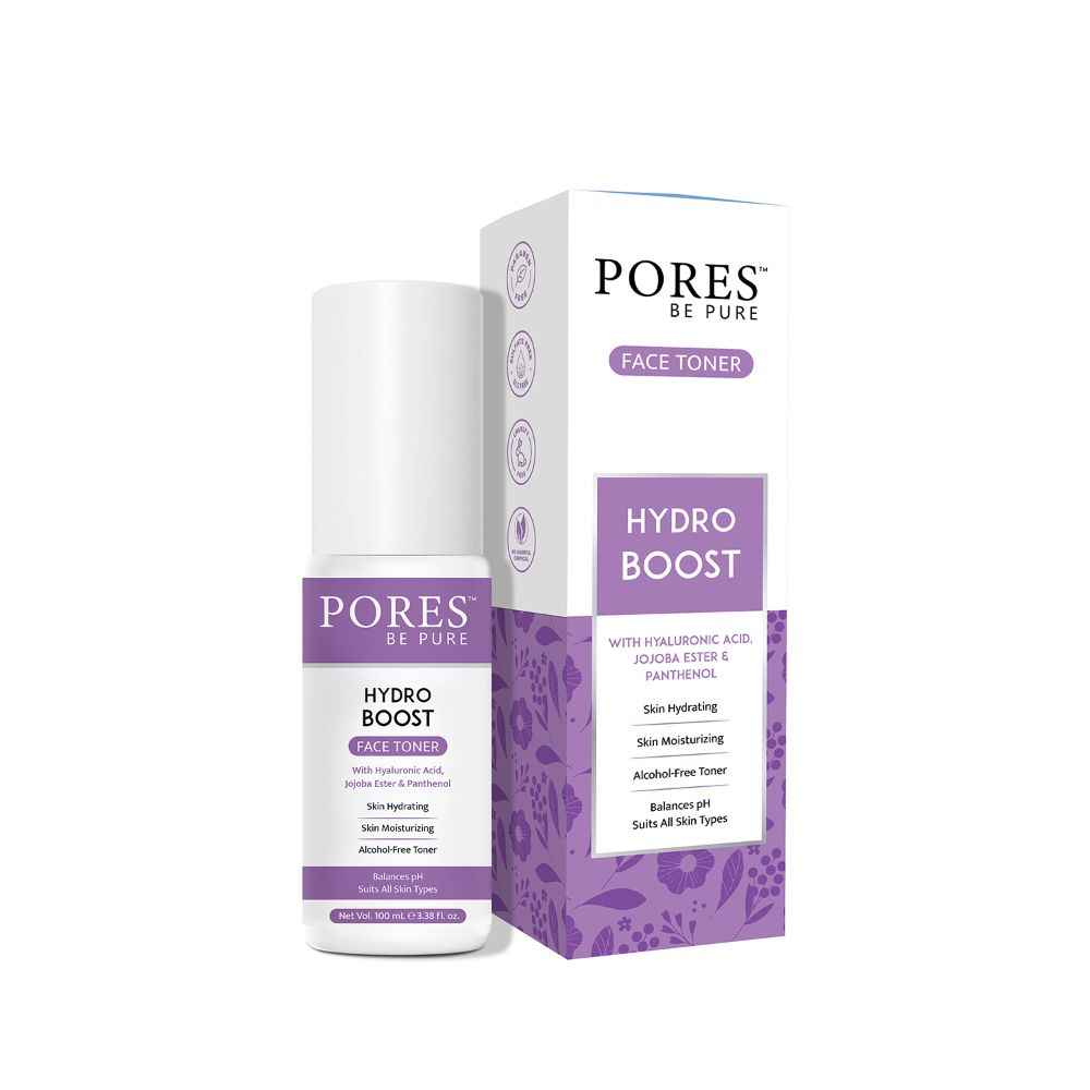 PORES Be Pure Hydro Boost Face Toner with Hyaluronic Acid, Jojoba Ester & Panthenol Skin Hydrating & Moisturizing Balances pH Suits All Skin Types Alcohol Free Face Mist aโฌโ 100 ml