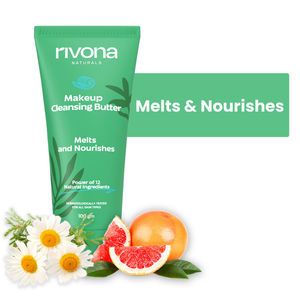 Rivona Naturals Makeup Cleansing Butter | Coconut Oil + Jojoba Oil | Gentle Makeup Remover Enriched with 12 Active herbs |All Skin types |100 gm