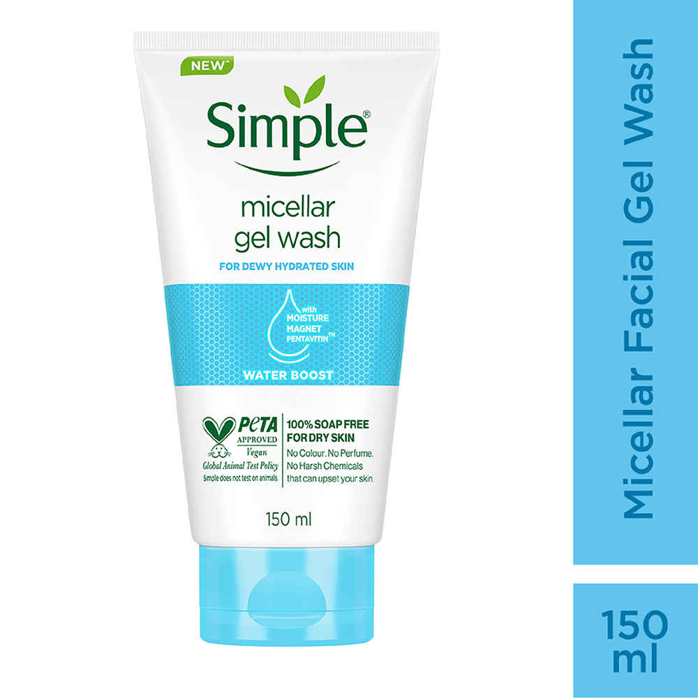 Simple Water Boost Micellar Gel Facial Wash | 100 Hr Hydration | 150 ml