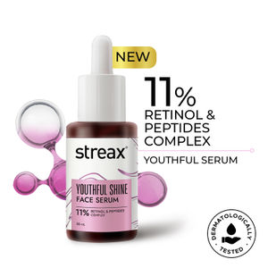 Streax Youthful Shine Face Serum with 11% Retinol Peptide Complex, Reduces Dark Spots,Blemishes & Wrinkles 30 ml