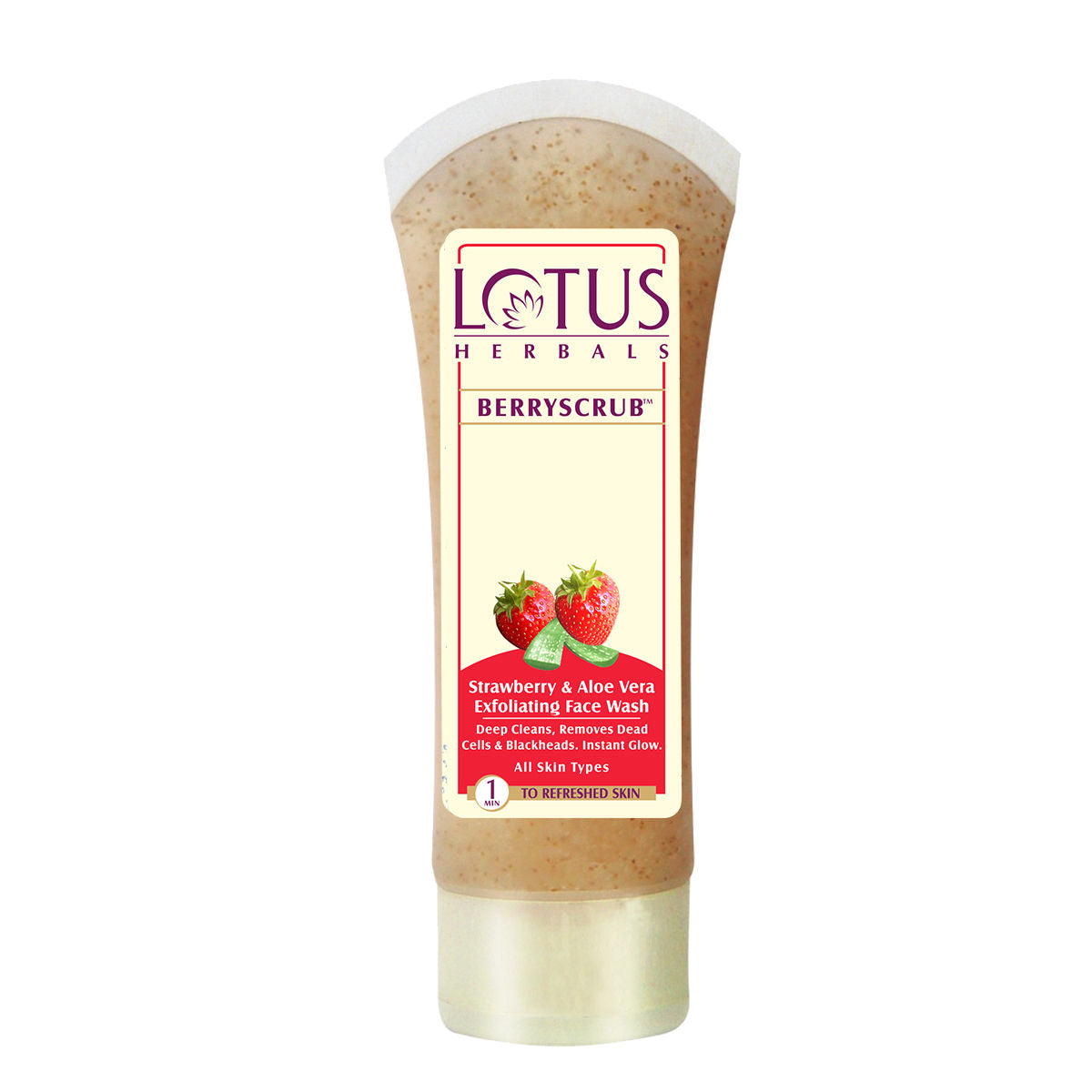 Lotus Herbals Berryscrub Strawberry & Aloe Vera Exfoliating Face Wash, Blackhead Removal(120G)