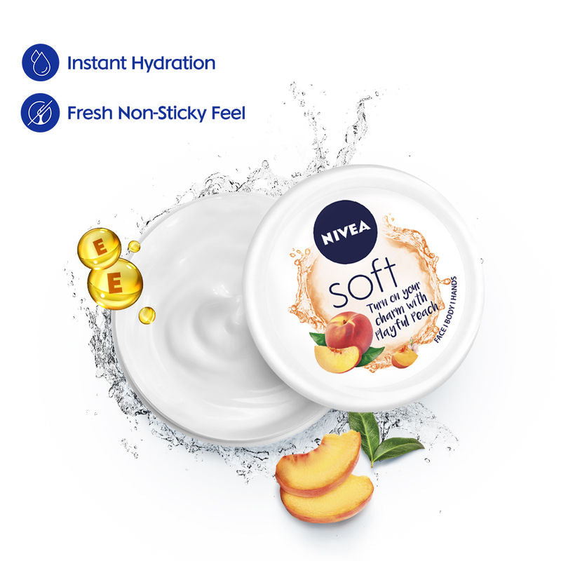 NIVEA Soft Light Moisturizer Cream Playful Peach For Hands And Body