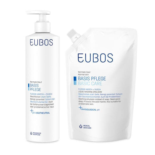 Eubos Liquid Washing Emulsion Blue 400Ml + Refill Pack 400Ml