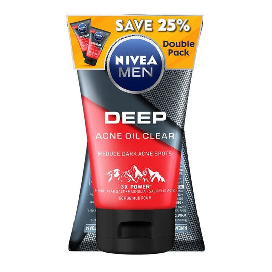 Nivea Men Deep Acne Oil Clear Scrub Mud Foam 100G Po2#