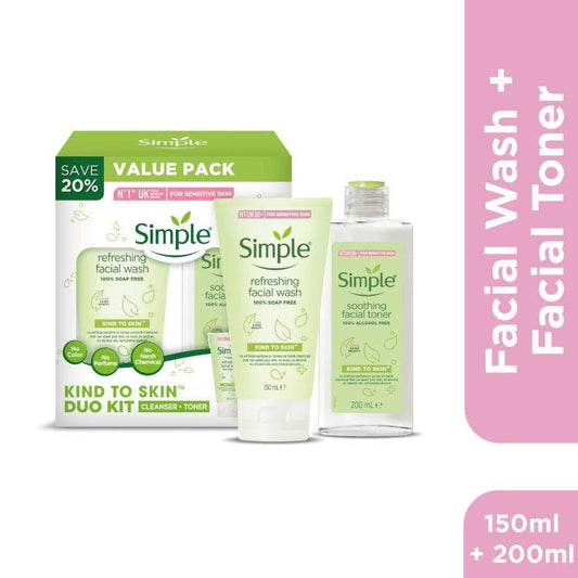 Simple Kind To Skin Duo Kit# (Simple Kind To Skin Refreshing Facial Wash Gel 150Ml+Simple Kind To Skin Soothing Toner 200Ml)