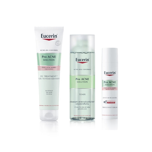 [Bundle of 3] Eucerin Proacne Solution Triple Effect Gel To Foam Cleanser 150ml + Toner 200ml + Triple Effect Serum 40ml (121119641 + 121100610 + 121112379)