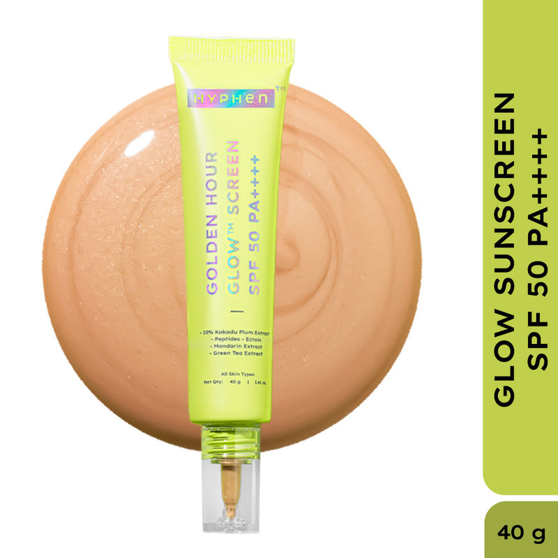 Hyphen Golden Hour Glow Sunscreen SPF 50 PA++++ for Dewy & Bright Skin High UVA/B Protection