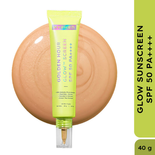 Hyphen Golden Hour Glow Sunscreen SPF 50 PA++++ for Dewy & Bright Skin High UVA/B Protection