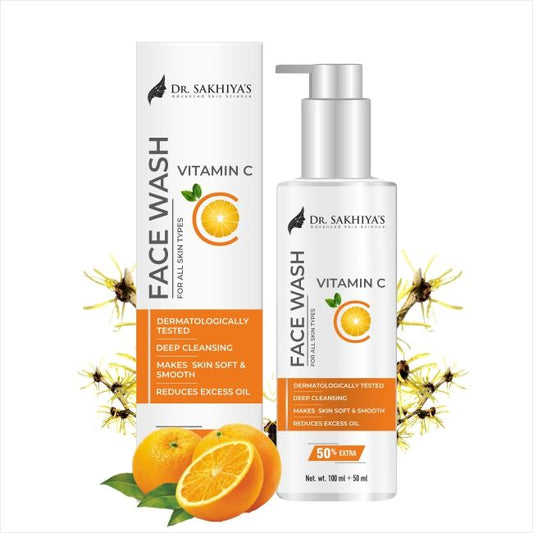Dr. Sakhiya Vitamin C Face Wash Daily Glowing and Brightening Cleanser with Antioxidants