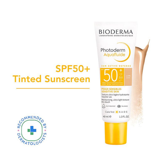 Bioderma SPF 50+ Tinted Sunscreen Photoderm Aquafluide Sunscreen Active Sun Defence - Claire Light