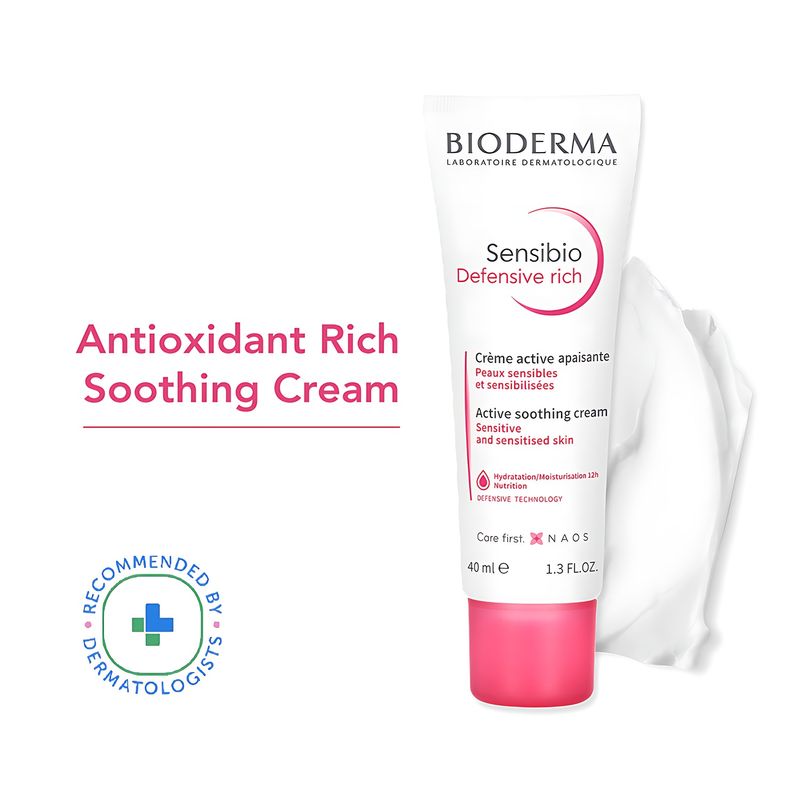 Bioderma Sensibio Defensive Rich Soothing 12hr Moisturizer With Vitamin E - Sensitive Skin